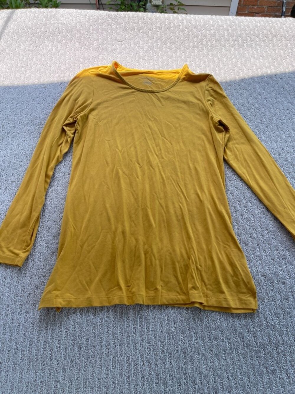 Christopher & Banks Womens S Mustard Yellow Long Sleeve Stretch Tunic Top